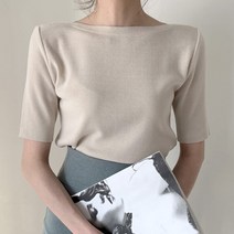 [랜덤플레이]슬림 라인 반팔 니트 티셔츠