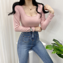 봄 뉴 스퀘어넥 긴팔 티셔츠