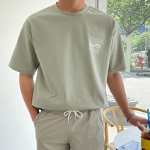 조군샵 조군샵 텔로우 백 프린팅 분또 반팔티_T6694