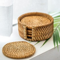 가배상점 라탄 컵받침 세트 원형 6pcs