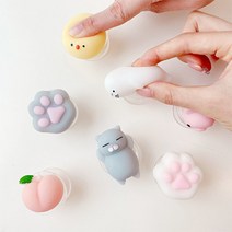 Linkvu 말랑 모찌 애니멀 투명 폰톡 스마트톡 그립톡 핑거링 소켓 홀더 거치대, 모찌폰톡_그레이발바닥