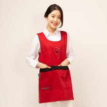 이솔홈 플레이캣 포켓 원피스 앞치마, 레드