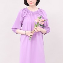 애비뉴투지 엄마옷 셔링 라운드 넥 밴드 여성 봄 여름 칠부 롱 원피스 K04345 50대 60대 중년여성
