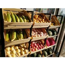 채소진열대 과일매대 디스플레이 마트 슈퍼 진열장 선반 랙 슈퍼마켓 베이커리 판매대 업소용, 양면 브라운 520 x 700 x 1600mm