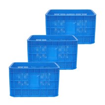 뉴플라스틱 농산물상자 과일박스 사각상자 운반상자 이사박스 플라스틱 바구니 3개 1세트, 밝은청색