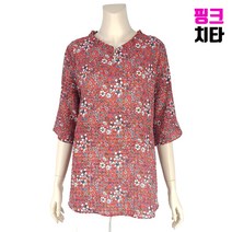 엄마옷 핑크치타 중년여성의류 할머니옷 패랭이꽃 목샤링 6부 카라티
