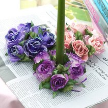 크리스마스장식 리스 캔들링 센터피스 펄 조화 장미 14cm 3색 택1, LT퍼플