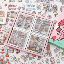 다꾸스티커 다이어리 꾸미기 100장 스티커 다꾸스티커세트 귀여운스티커 소녀스티커 스티커랜덤 해피데이 다이어리스티커 다꾸스티커세트 투명스티커, 해피데이스티커 100장