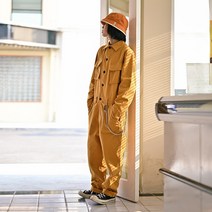 봄가을 점프슈트 비보이 공연 캐주얼 작업복 레트로, 미디엄 노란색