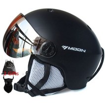 고글과 MOON 스키 헬멧 통합 성형 PC EPS 스키 헬멧 야외 스포츠 스키 스노우 보드 스케이트 보드 헬멧, L(58-61cm)_2, 블랙