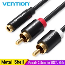 헤드폰앰프 Vention 여성 3.5mm 잭 2RCA 남성 오디오 케이블 분배기 Y 폰 앰프 홈 시어터 DVD 헤드폰 AUX, Black_2m