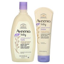Aveeno (아비노) Aveeno 베이비 진정 효과가 있는 목욕 + 로션 세트 라벤더 및 바닐라 2종 세트, 4개