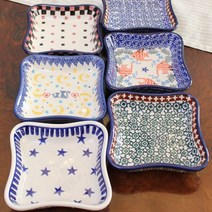 폴란드그릇 세라미카아티스티나 도자기 낮은사각찬기, 61A