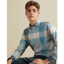 22SS 블루 체크 면 긴팔캐주얼셔츠 DMSH2A002B5