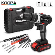 KOOPA TOOL 쓰리인원 미니 무선 리튬 배터리 구동 전기 드릴 임팩트 드릴 36V 2단 속도 25+3 배터리 박스 포함 집에서 사용하기 쉬운 전기 드릴 액세서리, 배터리 2개
