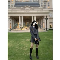 교복 여자 예쁜 영국 스타일 블랙 화이트 마이 자켓 동복 치마 교복룩 세트