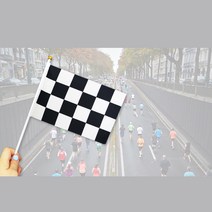 마라톤 경주용 레이싱 행사용 손 깃발 흑백체크 산악회