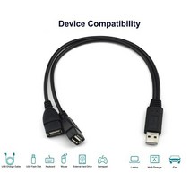 휴대폰 케이블 피트 USB Y 분배기 케이블 USB 1 남성 2 여성 연장 케이블 듀얼 USB 포트 익스텐더 허브 분할 데이터 어댑터 및 충전기, 01 black