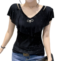 여성 라인 댄스복 상의 줌바 펀칭 숄더 프릴 티셔츠 an03