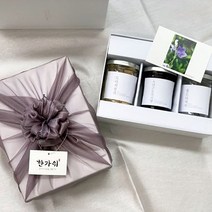 6년근 도라지청 홍도라지차 콩고물도라지정과 선물세트(보자기포장), 단아한보자기 하늘색