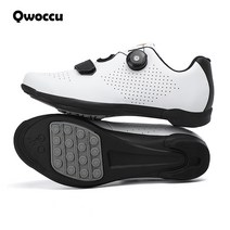 Qwoccu자전거화 무잠금형 라이딩화 산악도로 자전거 스파이크화 SPD/SPD-SL 페달 시스템 호환, 자물쇠가 없다, 270, 흰색