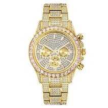 차량용시계 자동차 야광 아날로그 디지털 대시보드 LED 남성용 컬러풀 풀 다이아몬드 럭셔리 아이스 아웃 쿼츠 패션 위크 방수 2021, 1.Gold