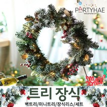 (주)파티해 크리스마스 벽트리 미니트리 장식리스 - 인테리어, C16_솔방울포인장식리스(50cm)