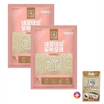 [몽실몽실] 네모네모 두부모래 1.5mm 가는입자 오리지널 7L (2.8kg) + 더캣츠 미니리얼 파우치 삼계 스프 40g, 7L x 2개