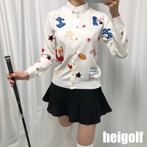 헤이골프 진주단추 가디건 여성 니트 골프웨어 연습복 필드룩 라운딩 봄 가을 겨울 패션