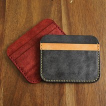 일로레더 2단 카드지갑만들기 가죽공예키트 DIY 학교수업재료 공예반제품 바느질공예 (이니셜각인포함), 와인, 올모