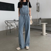 Meainna 여자 캐주얼 스트링 10부 데님 점프수트 SH
