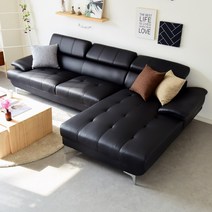 푸엘리 4인 카우치소파 가죽 3인용쇼파, A타입 블랙 (3인+카우치)