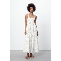 ZARA 자라 여름신상 TRF 여성 화이트자수 끈나시 미디 원피스 0881323 250