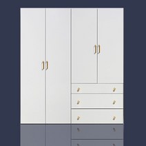 웰튼 이안1600 하이글로시옷장셋트 6자장롱셋트, 화이트-도어이불장+3서랍장롱