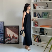 겟잇미 든루미 민소매 플레어 린넨 롱원피스