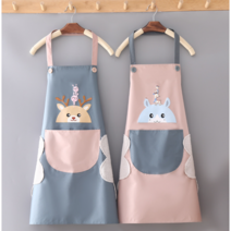 동물 앞치마 2종 세트, 블루, 핑크