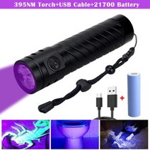 고휘도 손전등 야외 충전식 줌기능 초강력 초소형 30W 미니 UV 365nm 자외선 Blacklight USB 보라색 Linternas 카펫 애완 동물 소변 감지기, 없음, 10W 395NM Battery