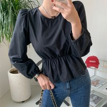 셀러허브(잡화) 여자 여성스런 셔링 가을 퍼프 무지 세련된 블라우스