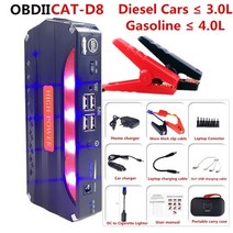자동차배터리충전기 차량점프배터리 + 품질 obdiicat-d5 자동차 점프 스타터 공장 가격 전원 은행 12v 자동 부스터 손전등 비상 키트 1 년 보증, 업그레이드 버전 d8