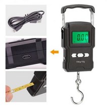 용수철저울 여행용 캐리어 초정밀 휴대용 무게 10g-75kg 전자 낚시 규모 눈금자 및 LED 화면 USB 충전 다목적 봄, USB rechargeable