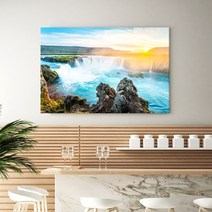 대형 풍수 폭포 풍경 시원한 물 여름 그림 캔버스액자, 06.아이슬란드 고다스 폭포