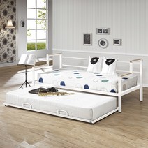 스마트 미로 슬라이드침대 슈퍼싱글 2단침대 원목 철제 침대프레임, 블랙