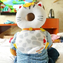 머리쿵 유아 머리 보호대 아기 머리 부딪힘 방지 쿠션 뒤통수 영아 헬멧 모자, 물고기-화이트S