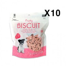 [와이제이] 바우와우 X10 비스켓 딸기 간식 뼈다귀 쿠키 220g, 상세페이지 참조