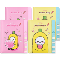 포포팬시 룰루랄라 버튼 일기장 2종 x 2p 세트, PINK, YELLOW, 2세트