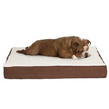 PETMAKER 강아지 침대 이중 메모리 폼 기계세탁 가능한 셰르파 커버 30x20.5인치 최대 45lbs 중형견용 브라운, Medium_Pet Bed