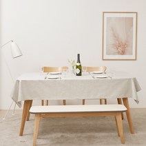 룰루홈 린넨 방수 코팅 식탁보 테이블보 (90x130), (90x130 cm), 라이트그레이
