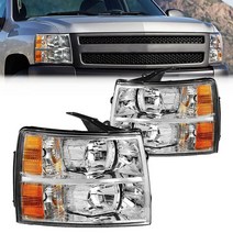 DIBON AUTO 헤드라이트 세트 20072014 실버라도 2500HD 3500HD 20072013 쉐보레 1500 픽업 트럭 페어 헤드램프 어셈블리 블랙 하우징 앰버 반사판 투, Chromed Housing Amber Reflecto