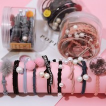 [도매큐] 데일리 진주 팬던트 머리끈/대용량머리끈 헤어고무줄 머리고무줄 방울머리끈 헤어슈슈 헤어끈