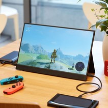 EIMIO 휴대용 확장모니터 4k PS5 PS4듀얼스크린스위치, 15인치 [1080P신형]E15 가죽케이스